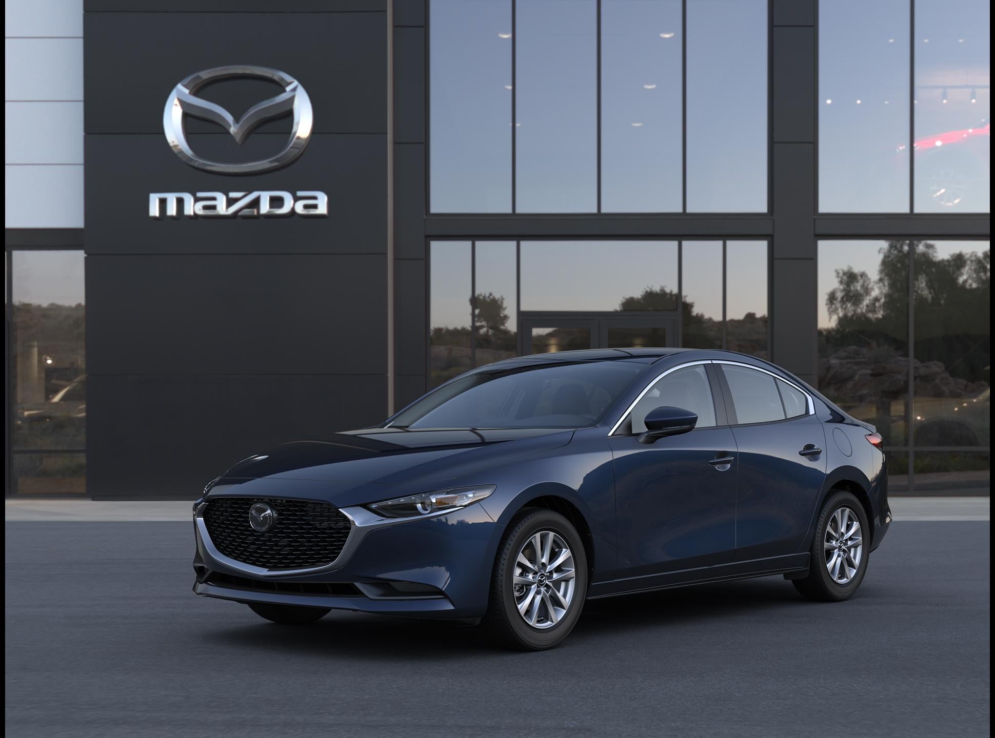 2026 Mazda Mazda3 Sedan 2.5 S in Deep Crystal Blue Mica — front three-quarter view