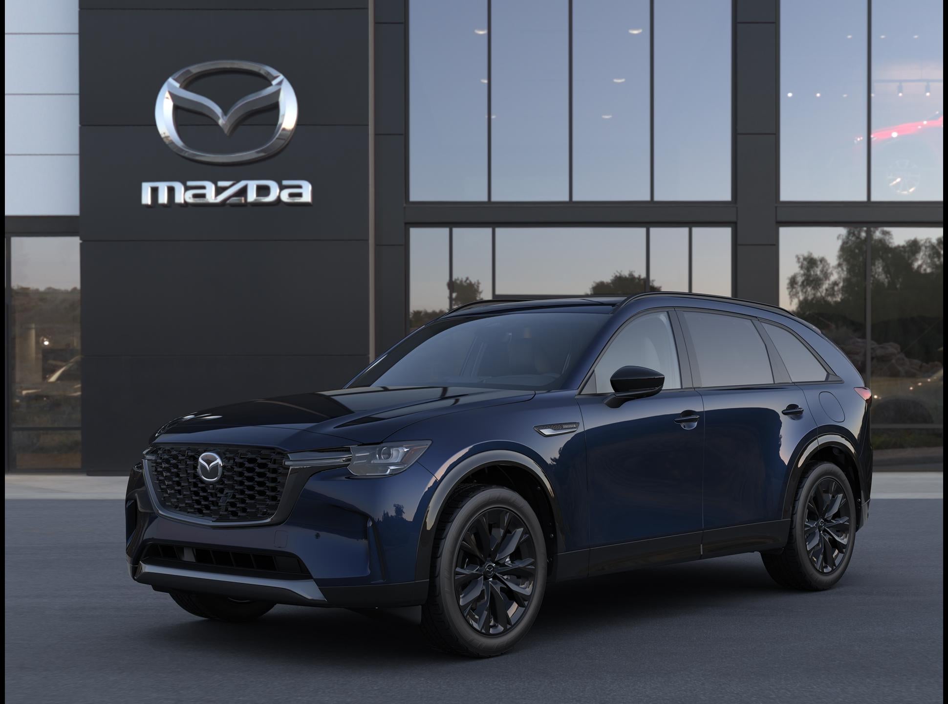 2026 Mazda Mazda CX-90 3.3 Turbo S Premium Sport in Deep Crystal Blue Mica — front three-quarter view