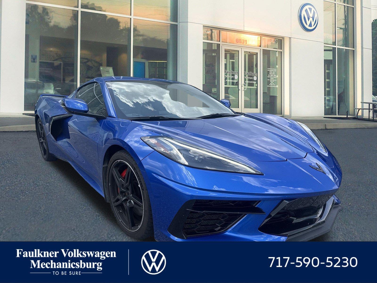 2020 Chevrolet Corvette Stingray Coupe 2LT in Elkhart Lake Blue Metallic — front three-quarter view