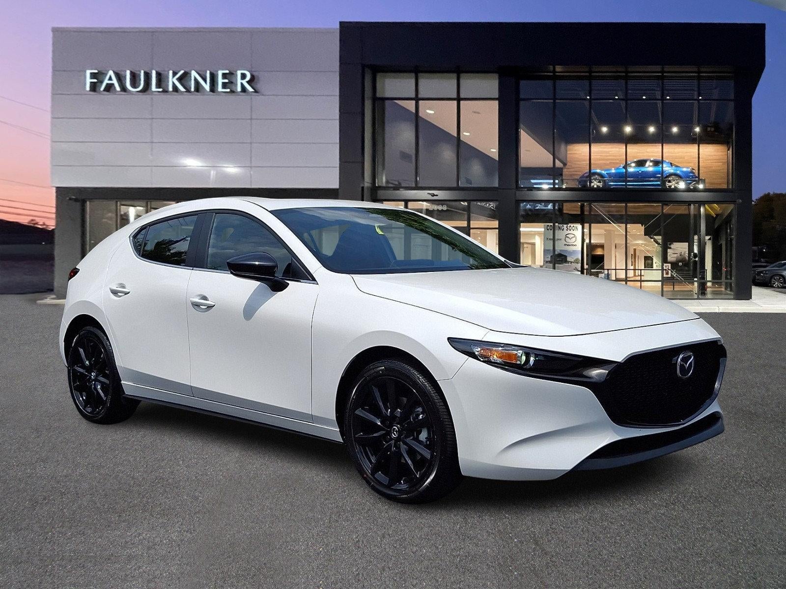 2026 Mazda Mazda3 Hatchback 2.5 S Carbon Edition Auto AWD in Snowflake White Pearl Mica — front three-quarter view