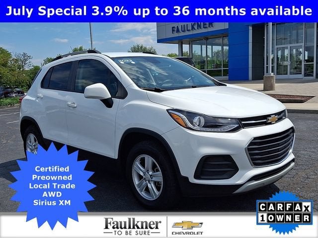 2022 Chevrolet Trax LT in Summit White — front three-quarter view